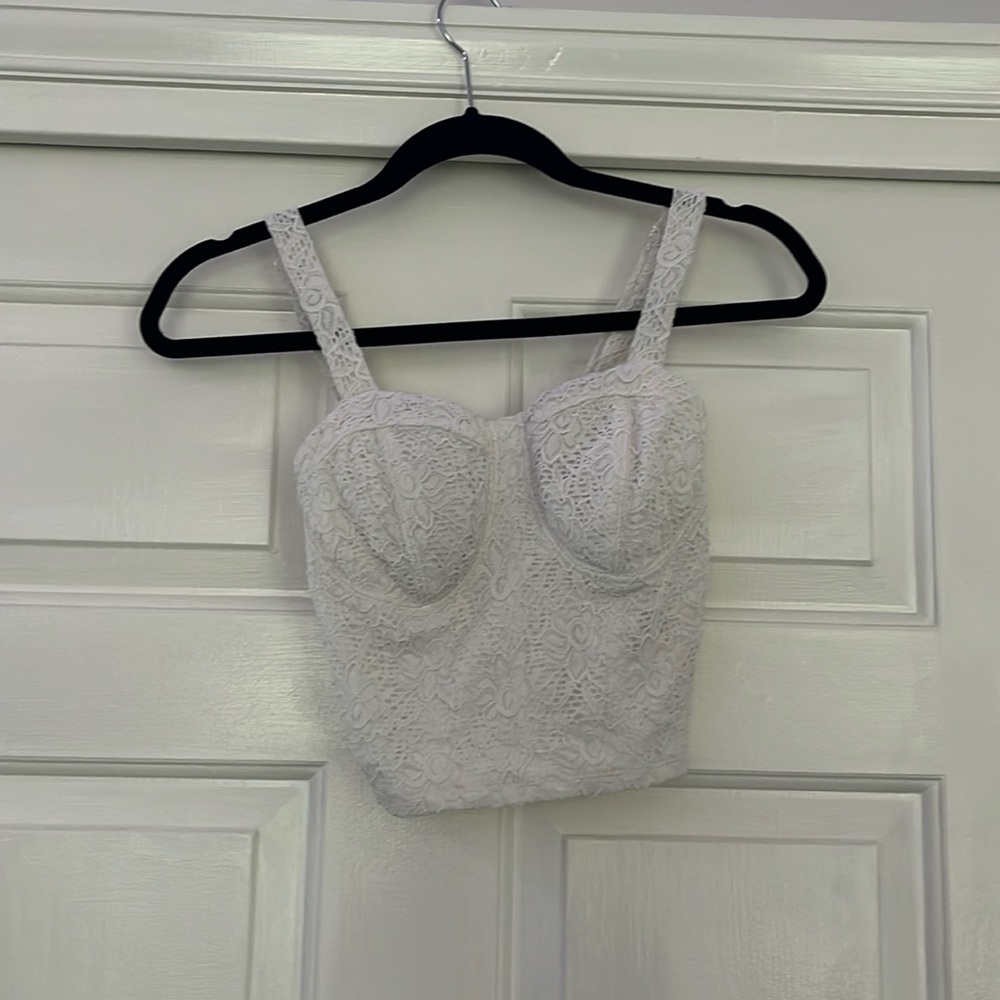 White Embroidered Corset Top Size Small